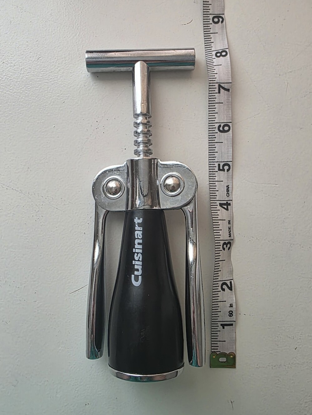 Cuisinart Corkscrew Wine Bottle Winged Opener Black Chrome Lever Cork Remover - Picture 5 of 5